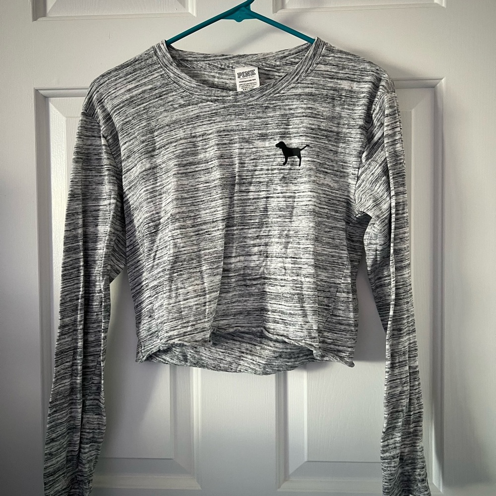 VS PINK Gray Long Sleeve Cropped Top